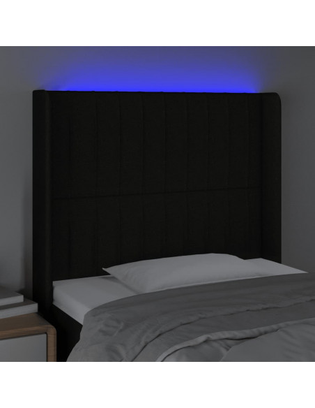 Testiera a LED nero 93x16x118/128 cm in Tessuto