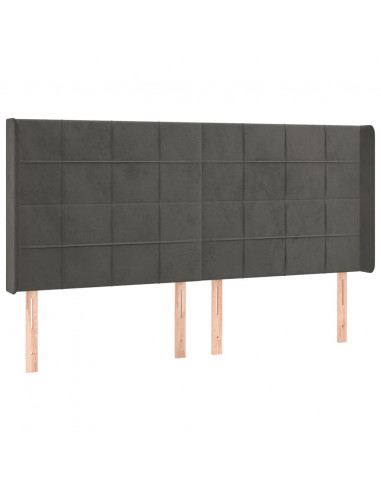 Testiera a LED Grigio Scuro 183x16x118/128cm inTessuto