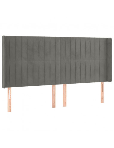 Testiera a LED Grigio Chiaro 183x16x118/128 cm in Velluto