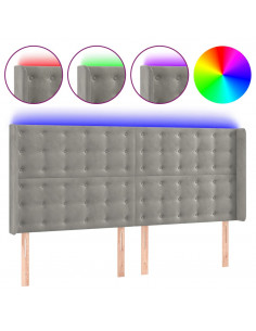 Testiera a LED Grigio Chiaro 163x16x118/128 cm in Velluto 2