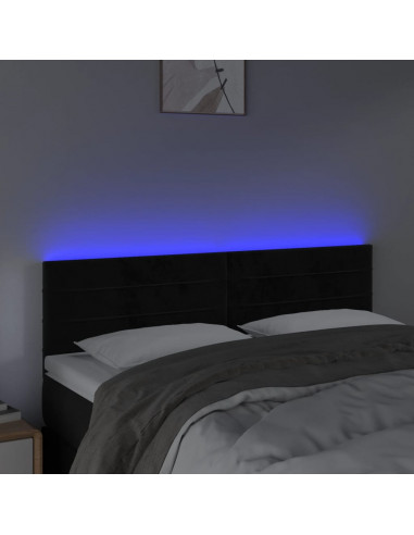 Testiera a LED Nera 144x5x78/88 cm in Velluto