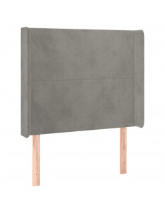 Testiera ad Orecchio Grigio Chiaro 103x16x118/128 cm in Velluto 2