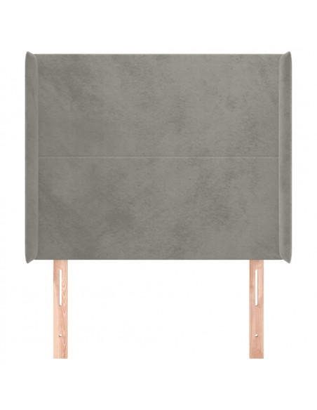 Testiera ad Orecchio Grigio Chiaro 103x16x118/128 cm in Velluto