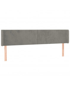 Testiera ad Orecchio Grigio Chiaro 203x16x78/88 cm in Velluto 2