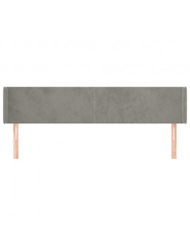 Testiera ad Orecchio Grigio Chiaro 203x16x78/88 cm in Velluto