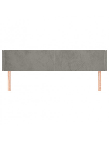 Testiera ad Orecchio Grigio Chiaro 203x16x78/88 cm in Velluto