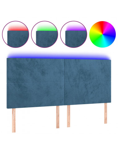 Testiera a LED Blu Scuro 180x5x118/128 cm in Velluto