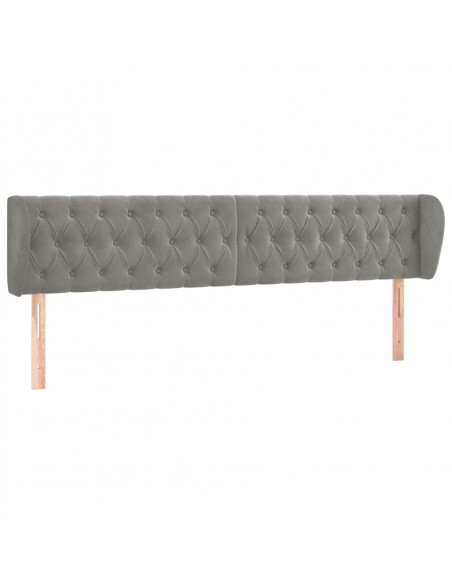 Testiera ad Orecchio Grigio Chiaro 183x23x78/88 cm in Velluto