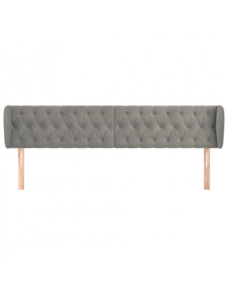 Testiera ad Orecchio Grigio Chiaro 183x23x78/88 cm in Velluto