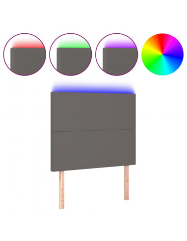 Testiera a LED Grigio 100x5x118/128cm in Similpelle