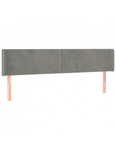 Testiera a LED Grigio Chiaro 203x16x78/88 cm in Velluto