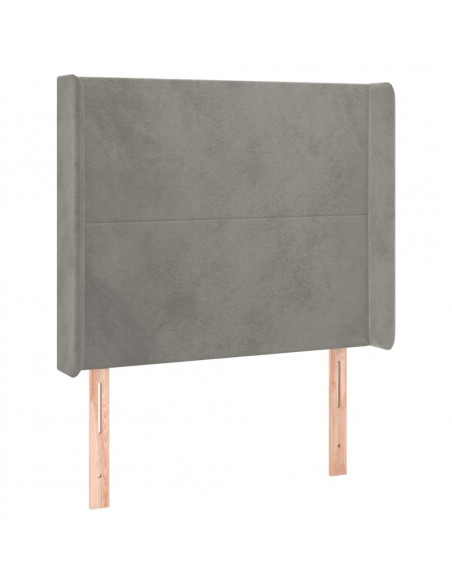 Testiera a LED Grigio Chiaro 103x16x118/128 cm in Velluto