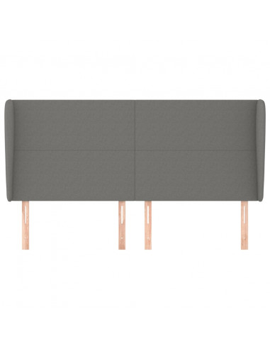 Testiera ad Orecchio GrigioScuro 203x23x118/128cm in Tessuto
