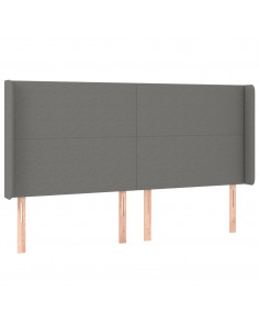 Testiera ad Orecchio GrigioScuro 203x16x118/128cm in Tessuto 2