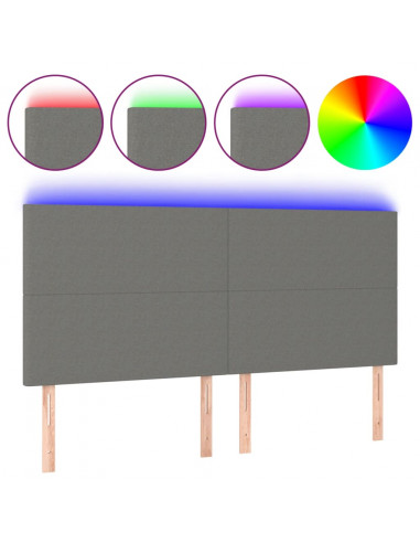 Testiera a LED GrigioScuro 200x5x118/128cm in Tessuto