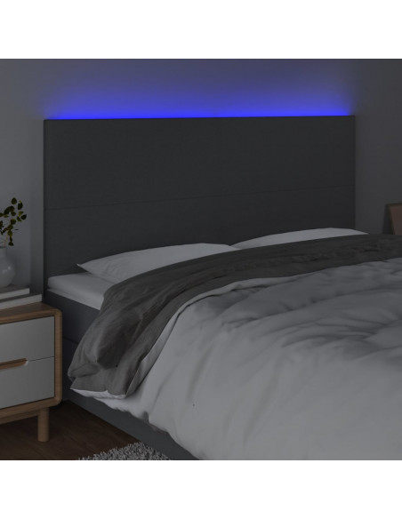 Testiera a LED GrigioScuro 200x5x118/128cm in Tessuto