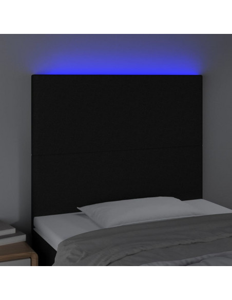Testiera a LED Nera 100x5x118/128 cm in Tessuto