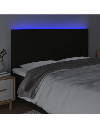 Testiera a LED nero 200x5x118/128cm in Tessuto