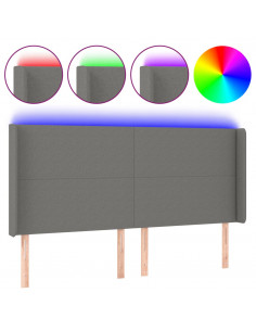 Testiera a LED GrigioScuro 203x16x118/128cm in Tessuto 2