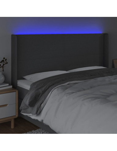 Testiera a LED GrigioScuro 203x16x118/128cm in Tessuto