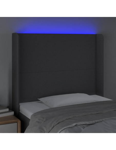 Testiera a LED GrigioScuro 103x16x118/128cm inTessuto