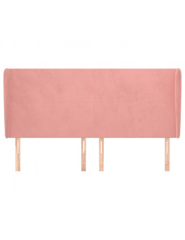 Testiera ad Orecchio Rosa 183x23x118/128 cm in Velluto