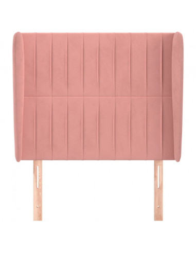 Testiera ad Orecchio Rosa 83x23x118/128 cm in Velluto