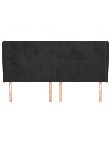Testiera ad Orecchio Nera 203x23x118/128 cm in Velluto
