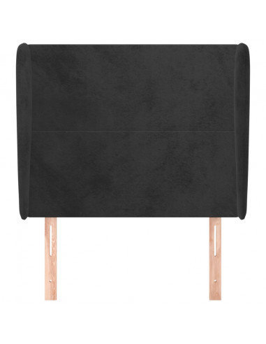 Testiera ad Orecchio Nera 103x23x118/128 cm in Velluto