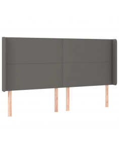 Testiera ad Orecchio Grigio 203x16x118/128 cm in Similpelle 2