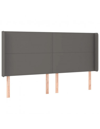 Testiera ad Orecchio Grigio 203x16x118/128 cm in Similpelle