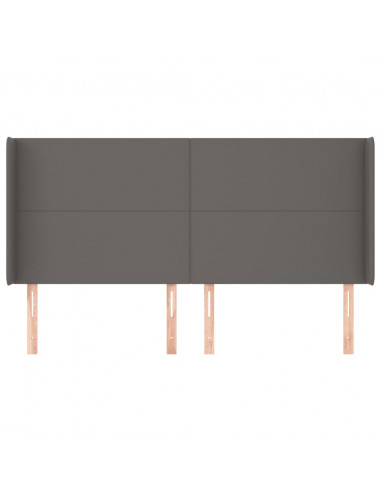 Testiera ad Orecchio Grigio 203x16x118/128 cm in Similpelle