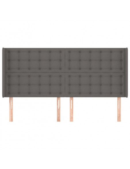 Testiera ad Orecchio Grigio 203x16x118/128 cm in Similpelle