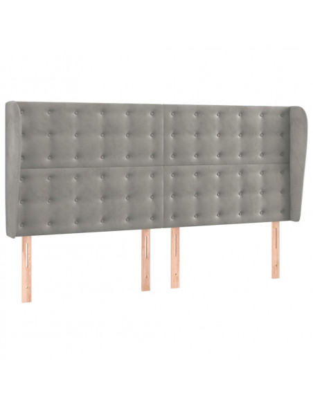Testiera ad Orecchio Grigio Chiaro 203x23x118/128 cm in Velluto