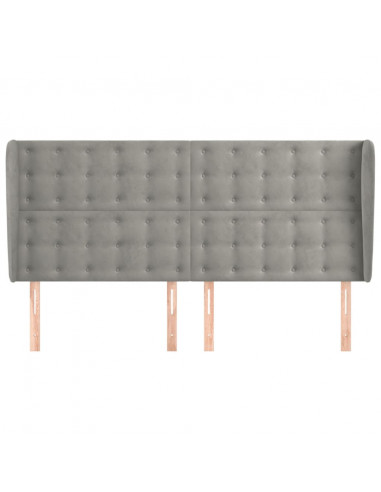 Testiera ad Orecchio Grigio Chiaro 203x23x118/128 cm in Velluto