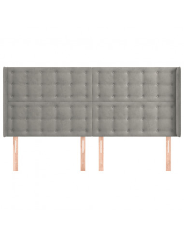 Testiera ad Orecchio Grigio Chiaro 203x16x118/128 cm in Velluto