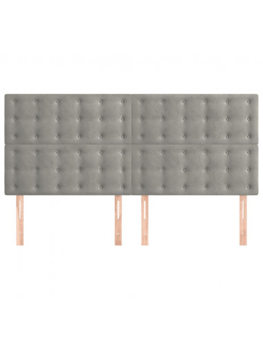 Testiere 4 pz Grigio Chiaro 100x5x78/88 cm in Velluto