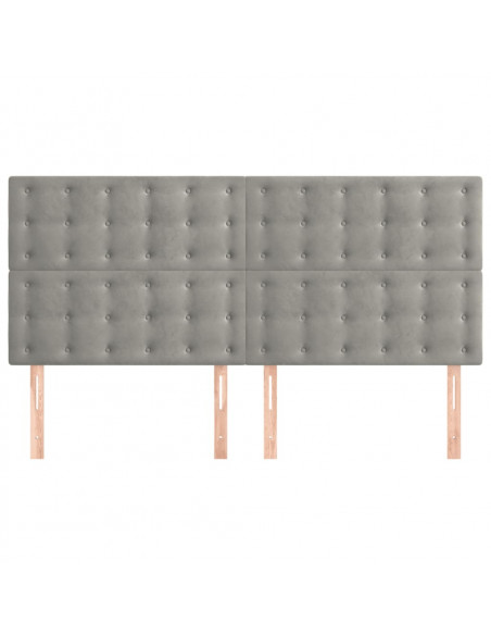 Testiere 4 pz Grigio Chiaro 100x5x78/88 cm in Velluto