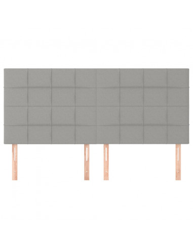 Testiere 4 pz Grigio Chiaro 100x5x78/88 cm in Tessuto