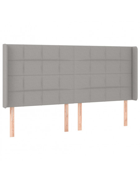 Testiera ad Orecchio Grigio Chiaro 203x16x118/128 cm in Tessuto