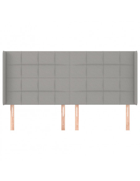 Testiera ad Orecchio Grigio Chiaro 203x16x118/128 cm in Tessuto