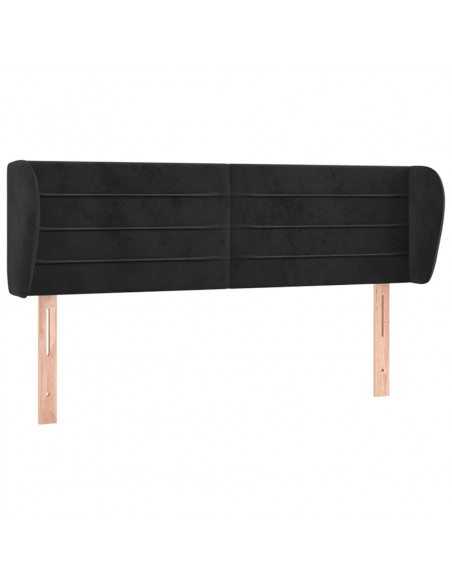 Testiera ad Orecchio Nera 147x23x78/88 cm in Velluto