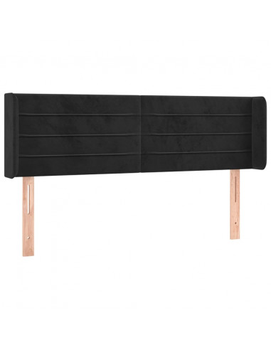 Testiera ad Orecchio Nera 147x16x78/88 cm in Velluto