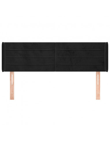 Testiera ad Orecchio Nera 147x16x78/88 cm in Velluto