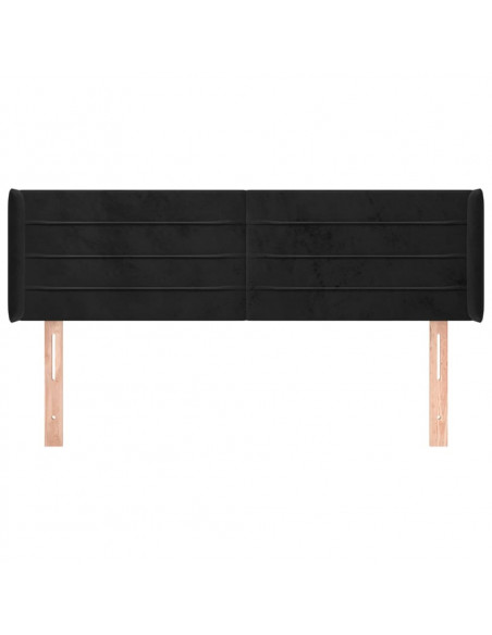 Testiera ad Orecchio Nera 147x16x78/88 cm in Velluto