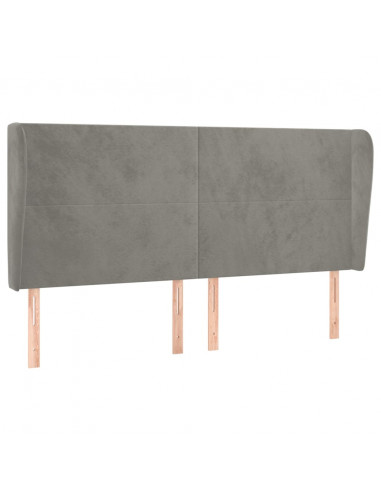 Testiera ad Orecchio Grigio Chiaro 203x23x118/128 cm in Velluto