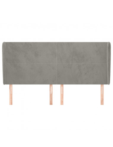 Testiera ad Orecchio Grigio Chiaro 203x23x118/128 cm in Velluto