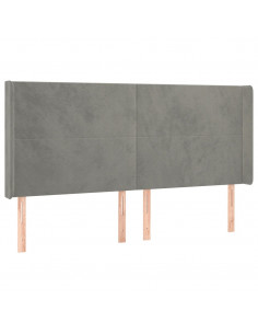 Testiera ad Orecchio Grigio Chiaro 203x16x118/128 cm in Velluto 2