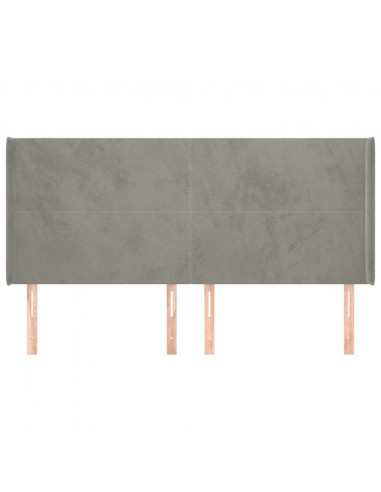 Testiera ad Orecchio Grigio Chiaro 203x16x118/128 cm in Velluto