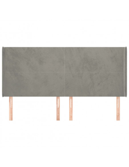 Testiera ad Orecchio Grigio Chiaro 203x16x118/128 cm in Velluto